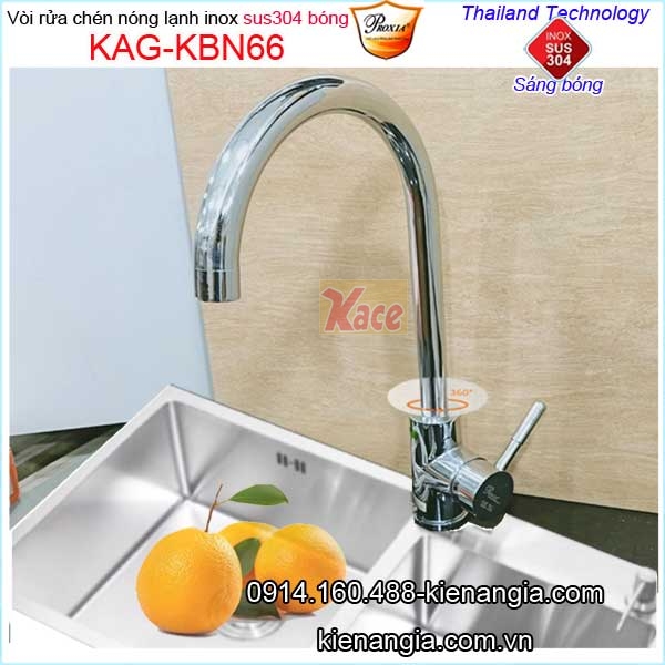 Vòi rửa chén nóng lạnh inox sus304 bóng Proxia KAG-KBN66