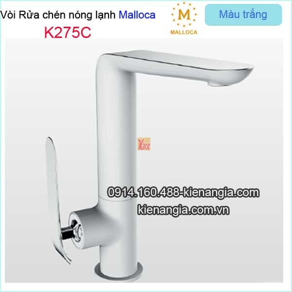 Vòi rửa chén nóng lạnh màu trắng Malloca-K275C