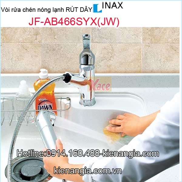 Vòi rửa chén nóng lạnh Rút dây INAX JF-AB466SYX(JW)