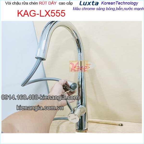 Vòi rửa chén nóng lạnh rút dây Luxta KAG-LX555