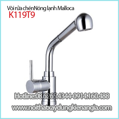 Vòi rửa chén nóng lạnh rút dây MALLOCA K119T9