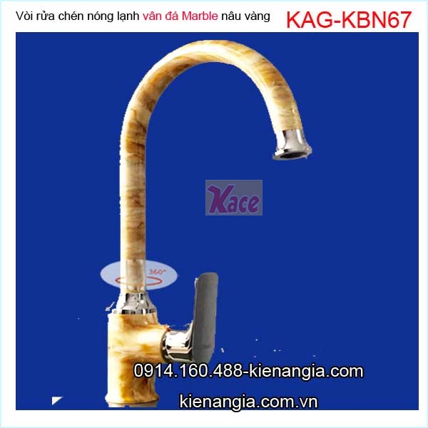 Vòi rửa chén vân đá Marble nâu vàng nóng lạnh KAG-KBN67