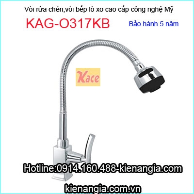 Vòi rửa chén lạnh vuông lò xo cao cấp KAG-O317KB