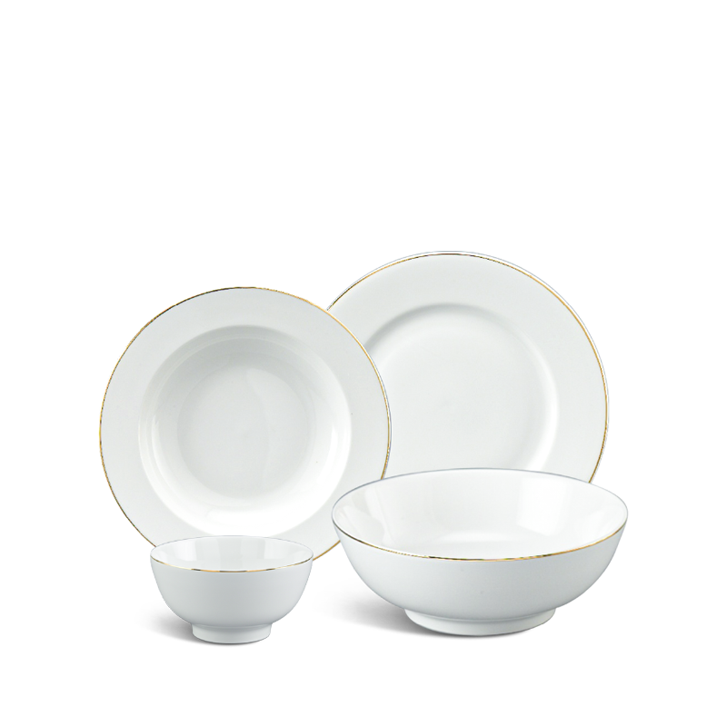 Bộ đồ ăn 09 sản phẩm - Jasmine - Viền Chỉ Vàng