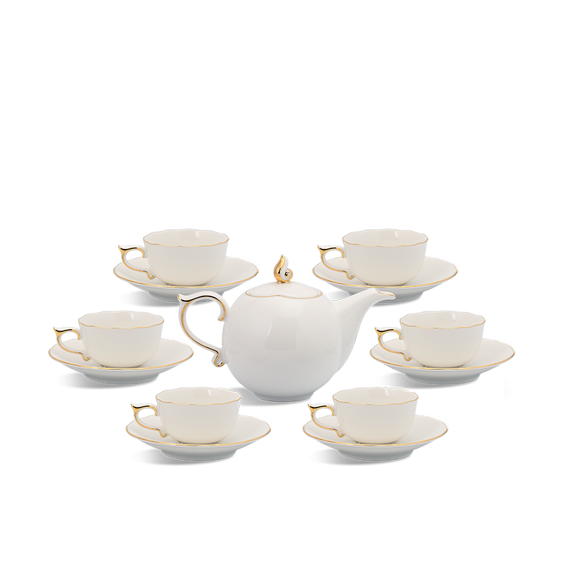 Bộ trà 0.7L Mẫu đơn - IFP - Viền Chỉ Vàng