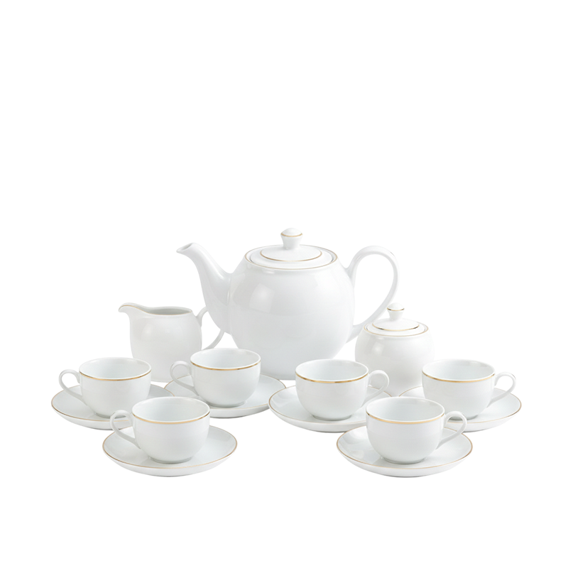 Bộ trà 1.1L - Camellia -  Viền chỉ vàng