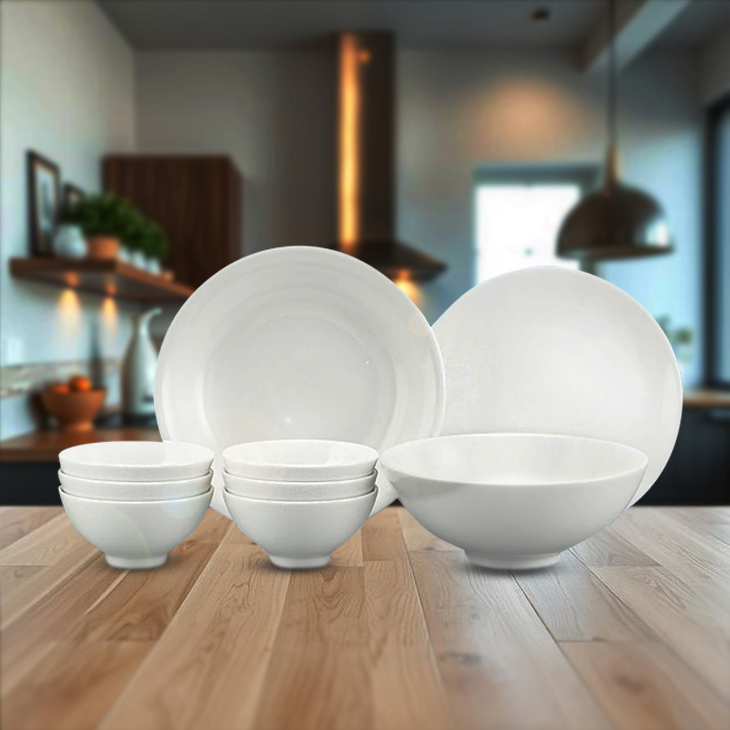 Bộ đồ ăn 09 sản phẩm - Daisy - Trắng