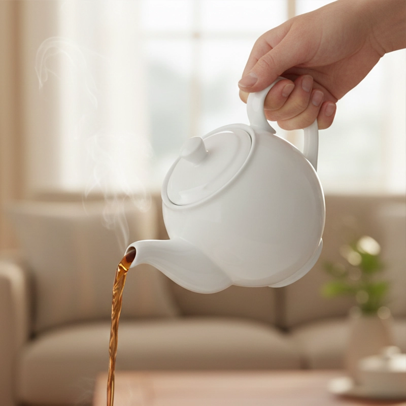 Bình trà 1.1 L + nắp - Camellia - Trắng