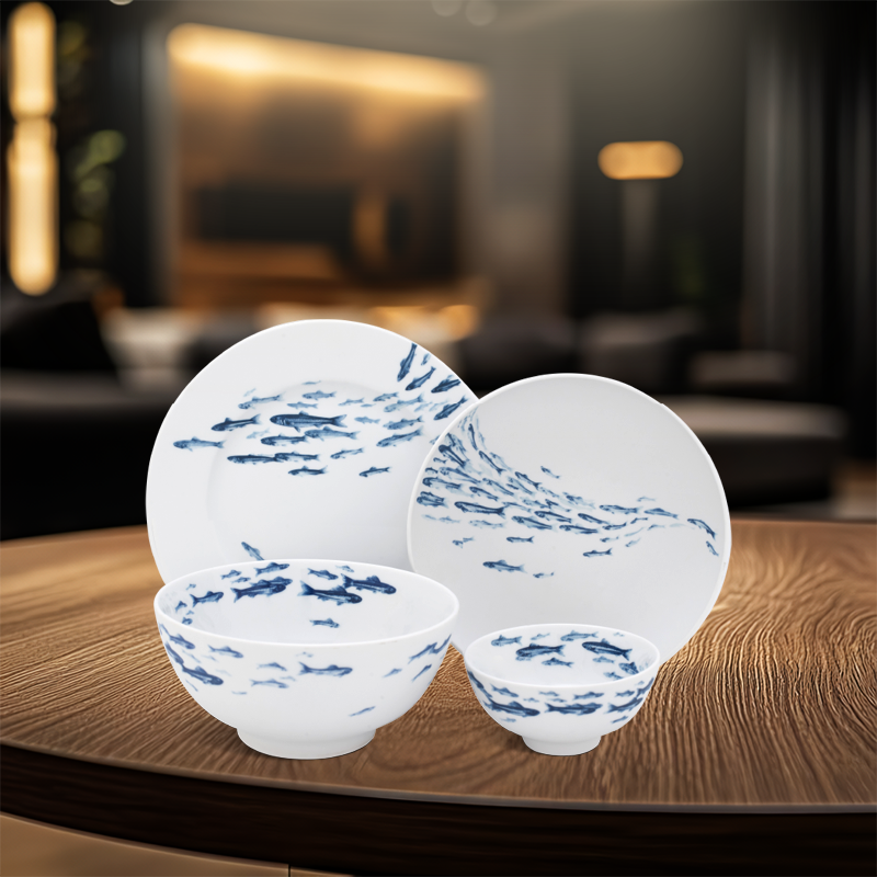 Bộ đồ ăn 10 sản phẩm - Jasmine - Cá Cơm Sương Mờ L1