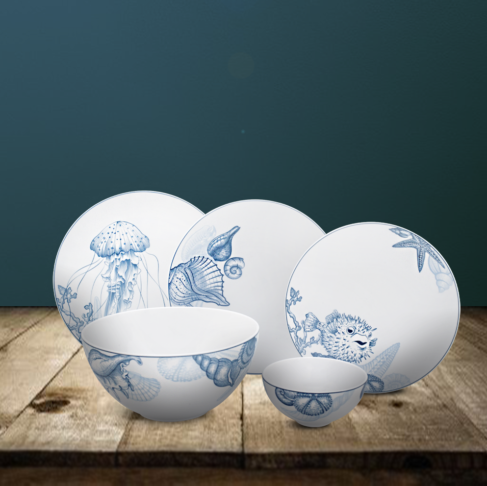 Bộ đồ ăn 17 sản phẩm - Timeless - Đại Dương Sương Mờ - L1