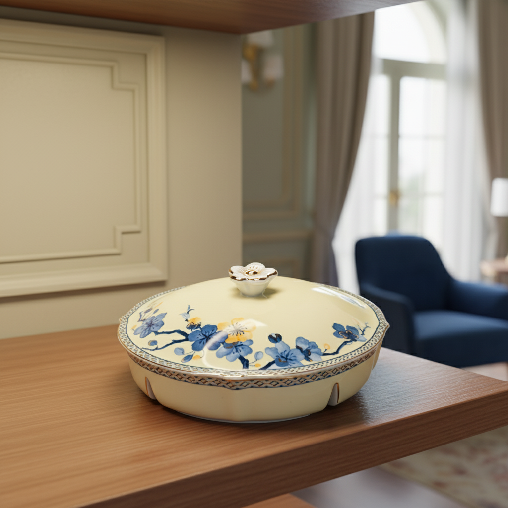 Khay mứt 5 ngăn - Misc Assortment - Hoa Mai Phú Quý (Viền vàng)