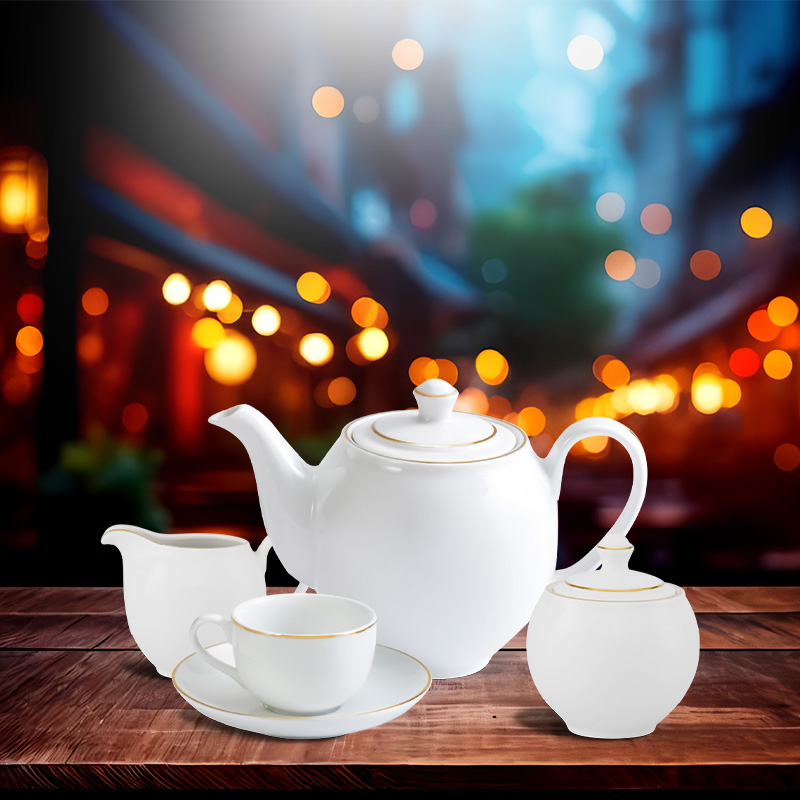 Bộ trà 1.1L - Camellia -  Viền chỉ vàng