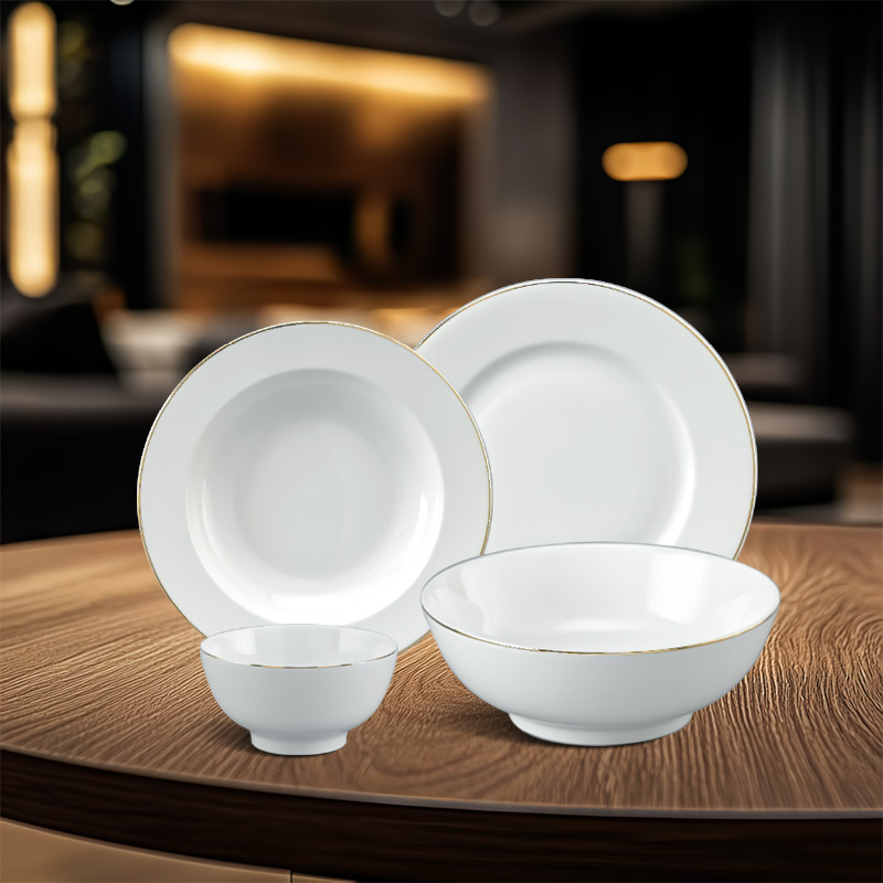 Bộ đồ ăn 09 sản phẩm - Jasmine - Viền Chỉ Vàng