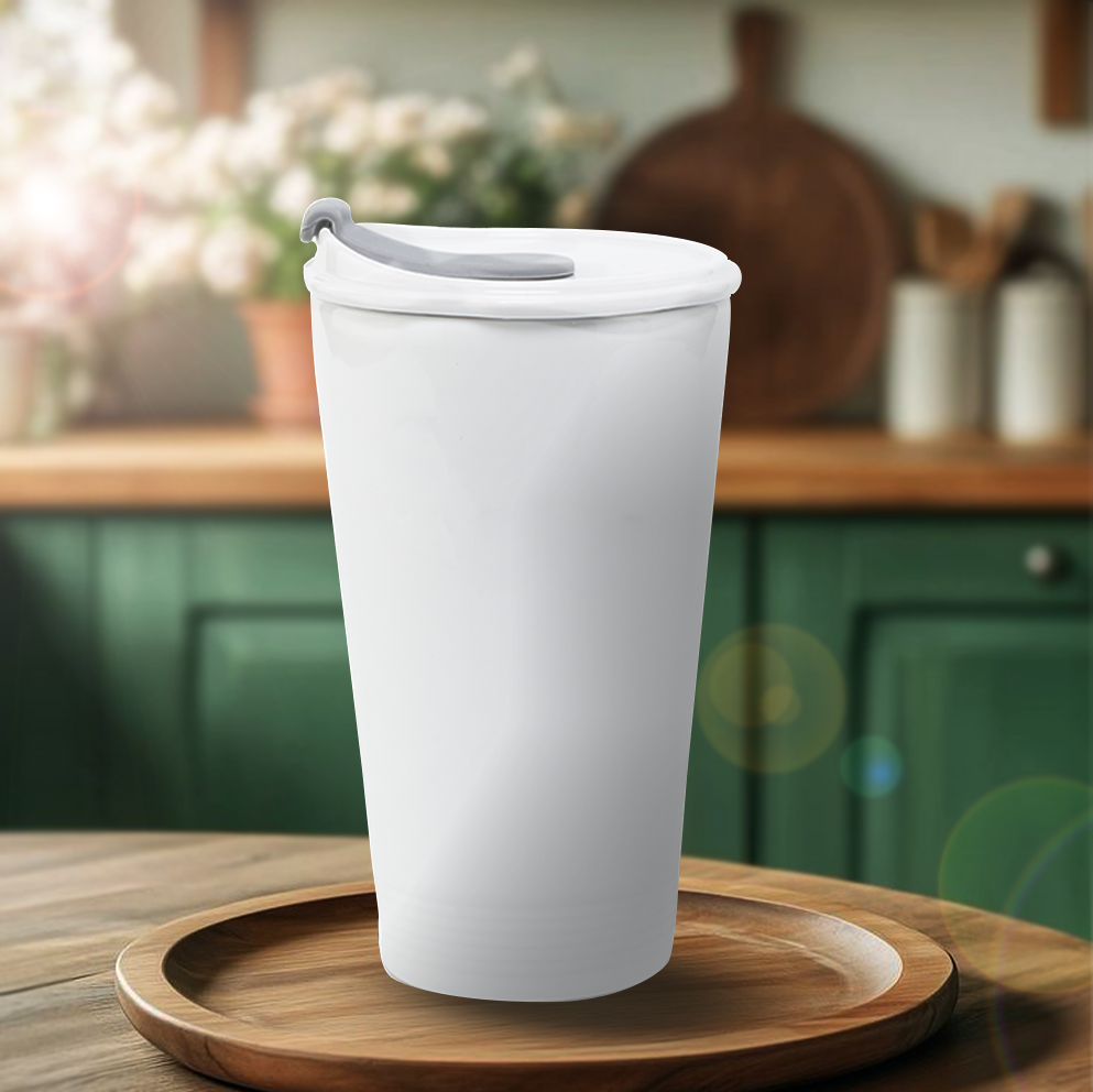 Ly sứ dưỡng sinh 0.48L (K1) + Nắp ống hút Trắng