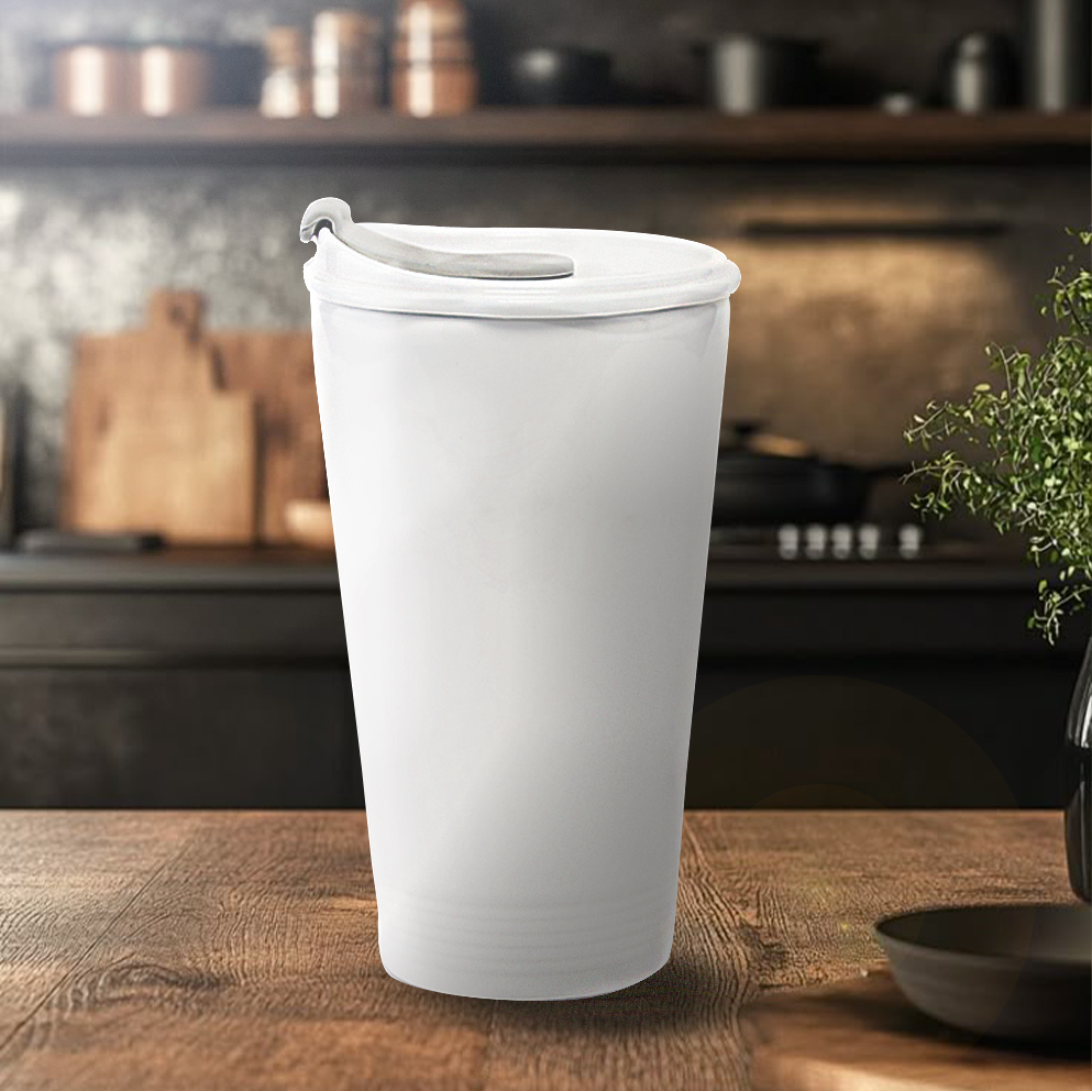 Ly sứ dưỡng sinh 0.48L (K1) + Nắp ống hút Trắng