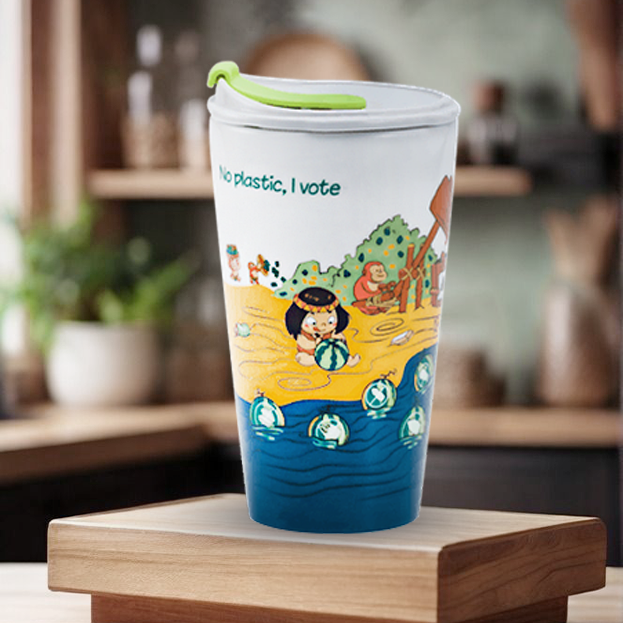 Ly sứ dưỡng sinh 0.48 L (K1) + nắp ống hút Mai An Tiêm