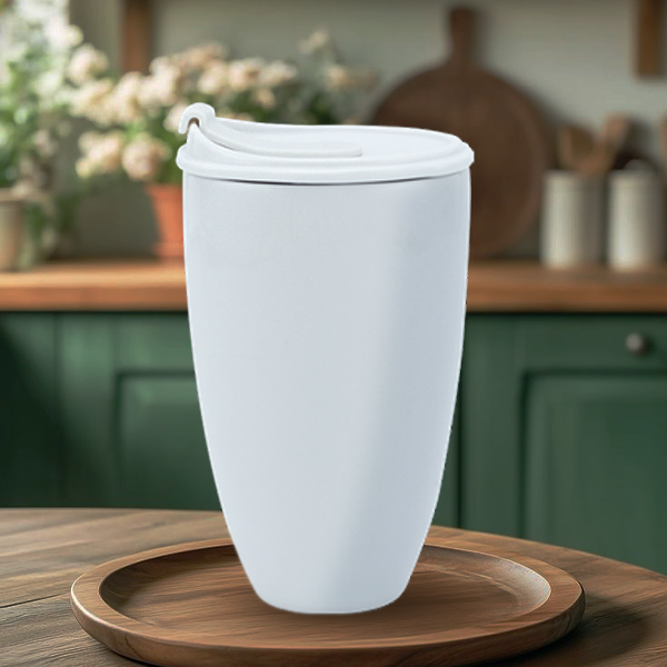 Ly sứ dưỡng sinh 0.48 L (K3) + nắp ống hút - Dưỡng Sinh - Trắng