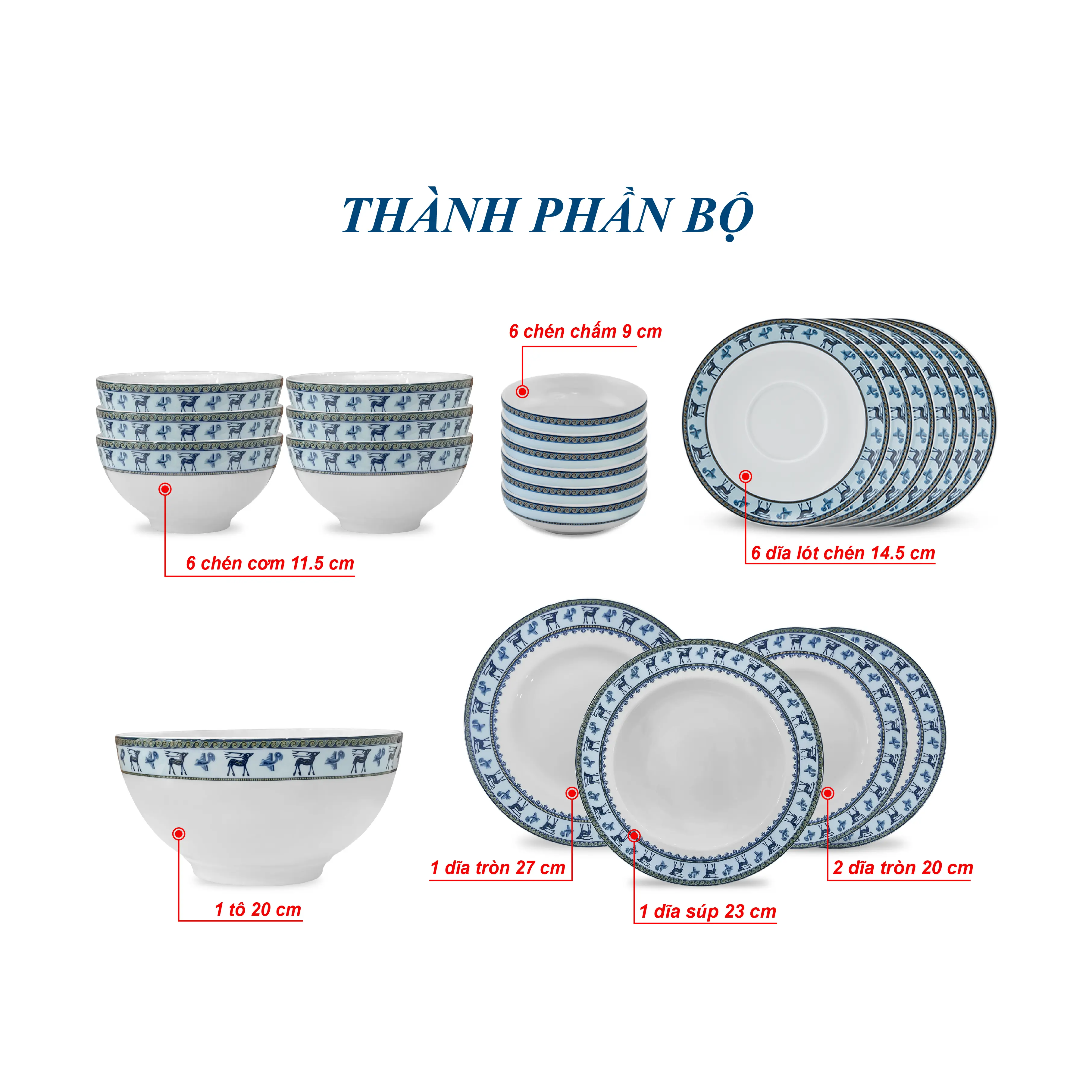 Bộ đồ ăn 23 sản phẩm (B) - Camellia - Lộc Lạc