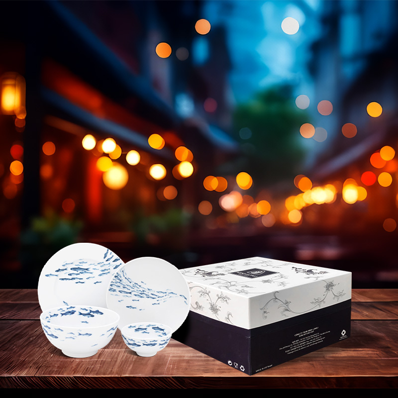 Bộ đồ ăn 10 sản phẩm - Jasmine - Cá Cơm Sương Mờ L1