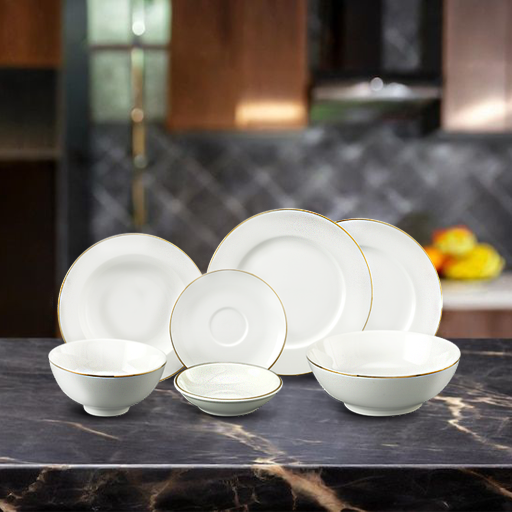 Bộ đồ ăn 10 người 36sp - Jasmine - Viền Chỉ Vàng