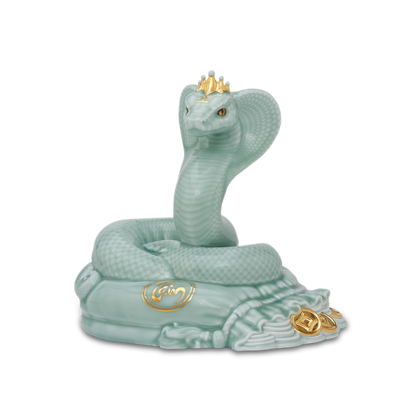 Tượng Rắn Thanh Xà 23cm - Men ngọc (bóng)