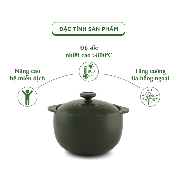 Nồi dưỡng sinh Vesta (Nồi tròn cao) 0.4 L + nắp (CK) - Xanh Rêu