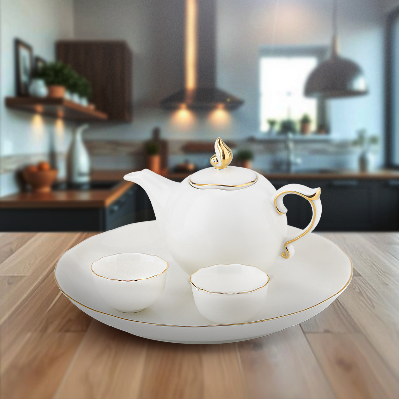Bộ trà 0.3 L Mẫu đơn IFP - Viền chỉ vàng