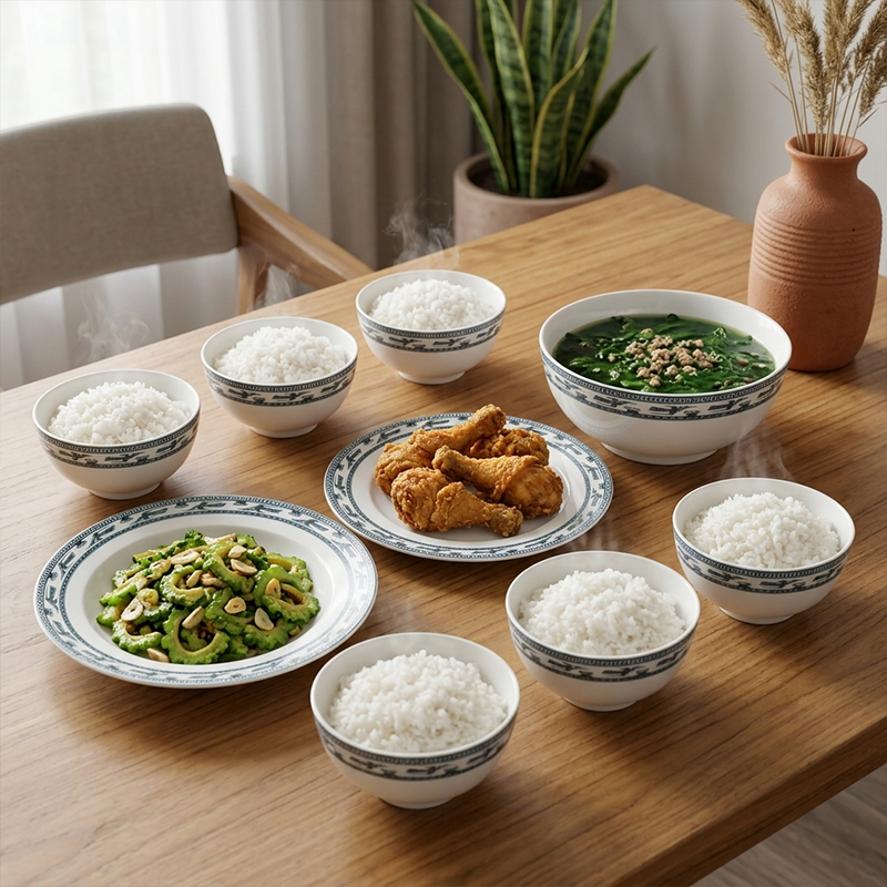 Bộ đồ ăn 9 sản phẩm - Jasmine - Chim Lạc