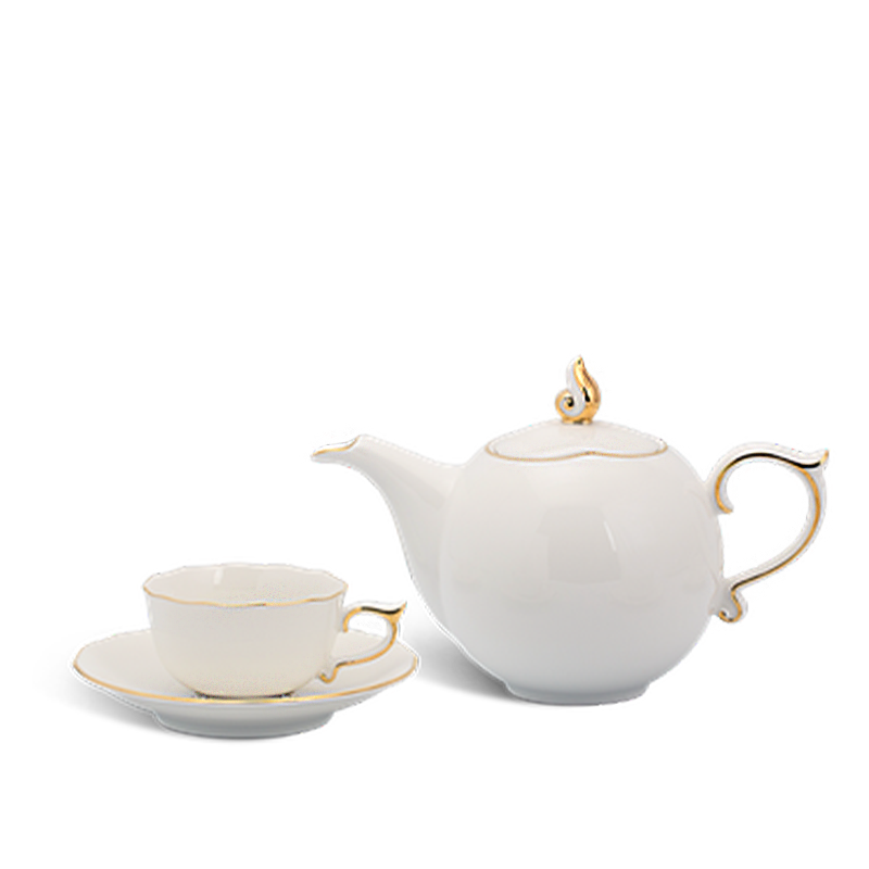 Bộ trà 0.7L Mẫu đơn - IFP - Viền Chỉ Vàng