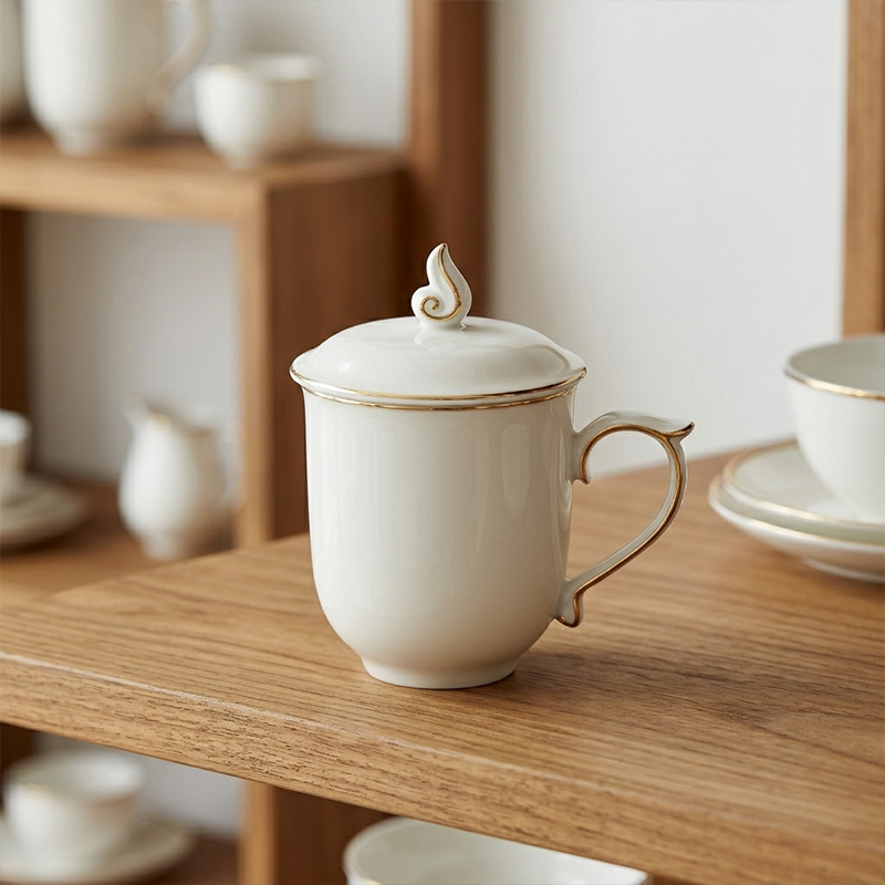 Ca trà 0.30 L + nắp - Mẫu đơn IFP - Chỉ Vàng