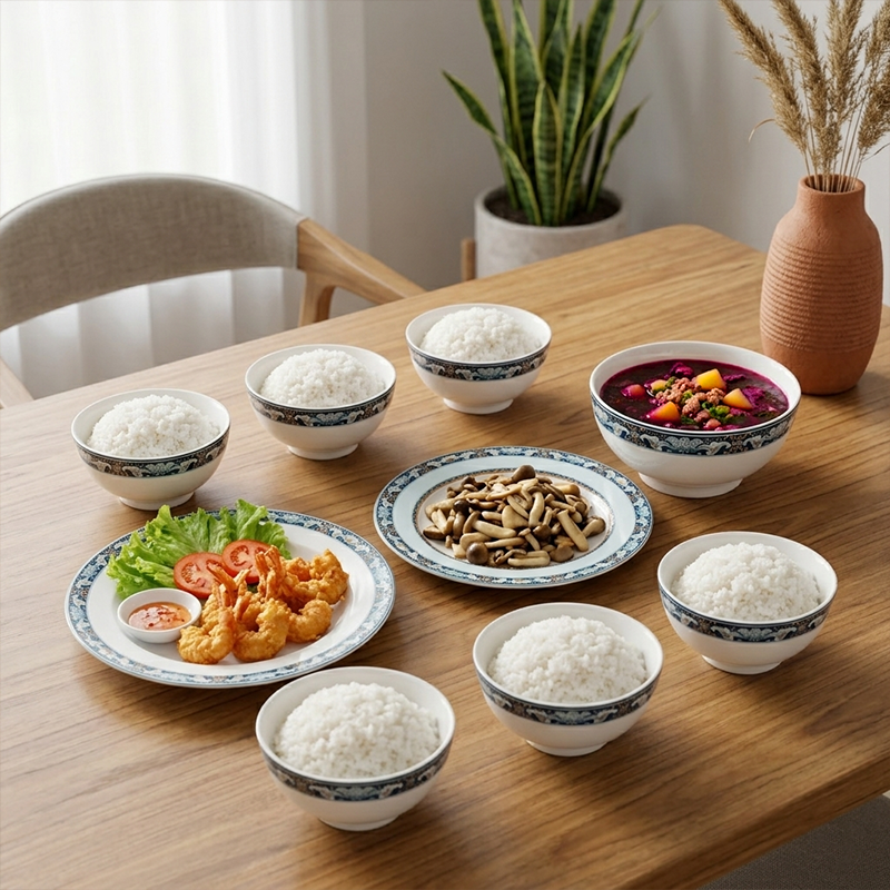 Bộ đồ ăn 9 sản phẩm - Jasmine - Phước Lộc Thọ