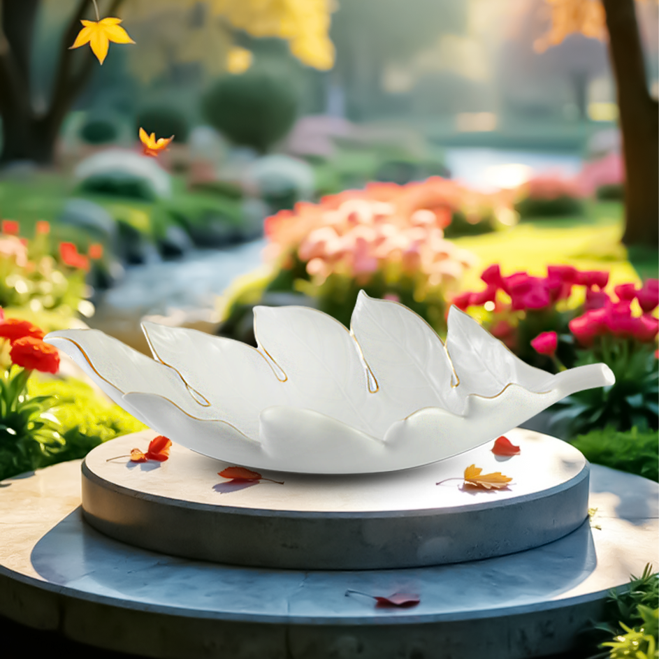 Dĩa trái cây Lá Sake 42.5 cm (Chỉ Vàng)