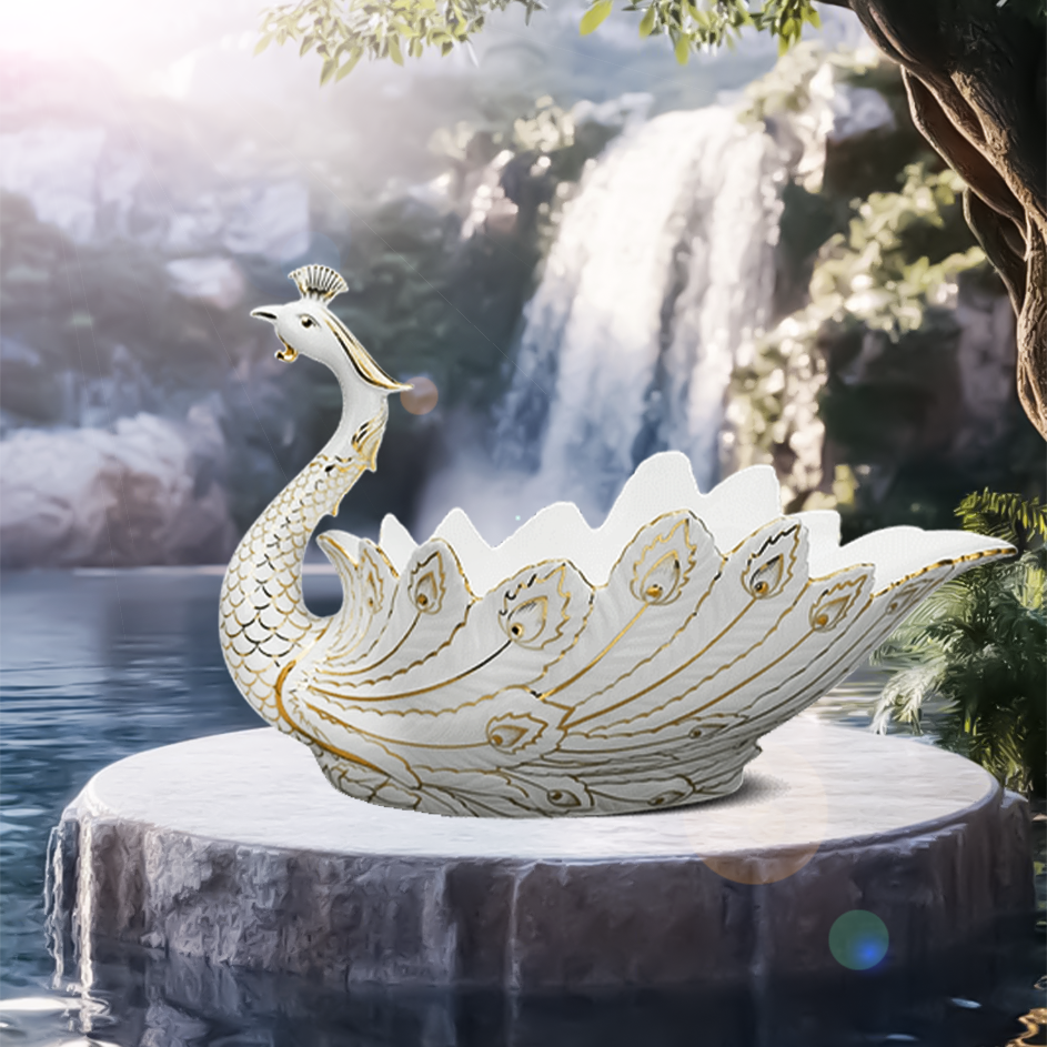 Tô trái cây Khổng Tước - Trang Trí Vàng