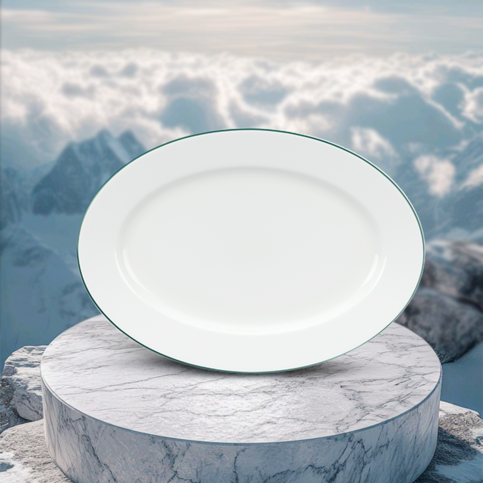 Dĩa Oval 25cm - Jasmine - Chỉ Xanh Lá