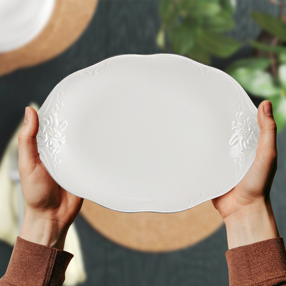 Dĩa Oval 25 cm - Đài Các IFP - Chỉ Bạch Kim
