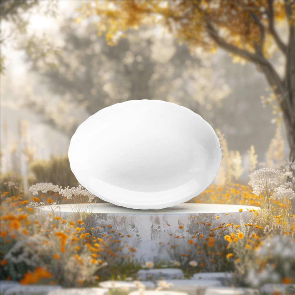 Dĩa Oval 28 cm - Mẫu Đơn IFP - Trắng Ngà