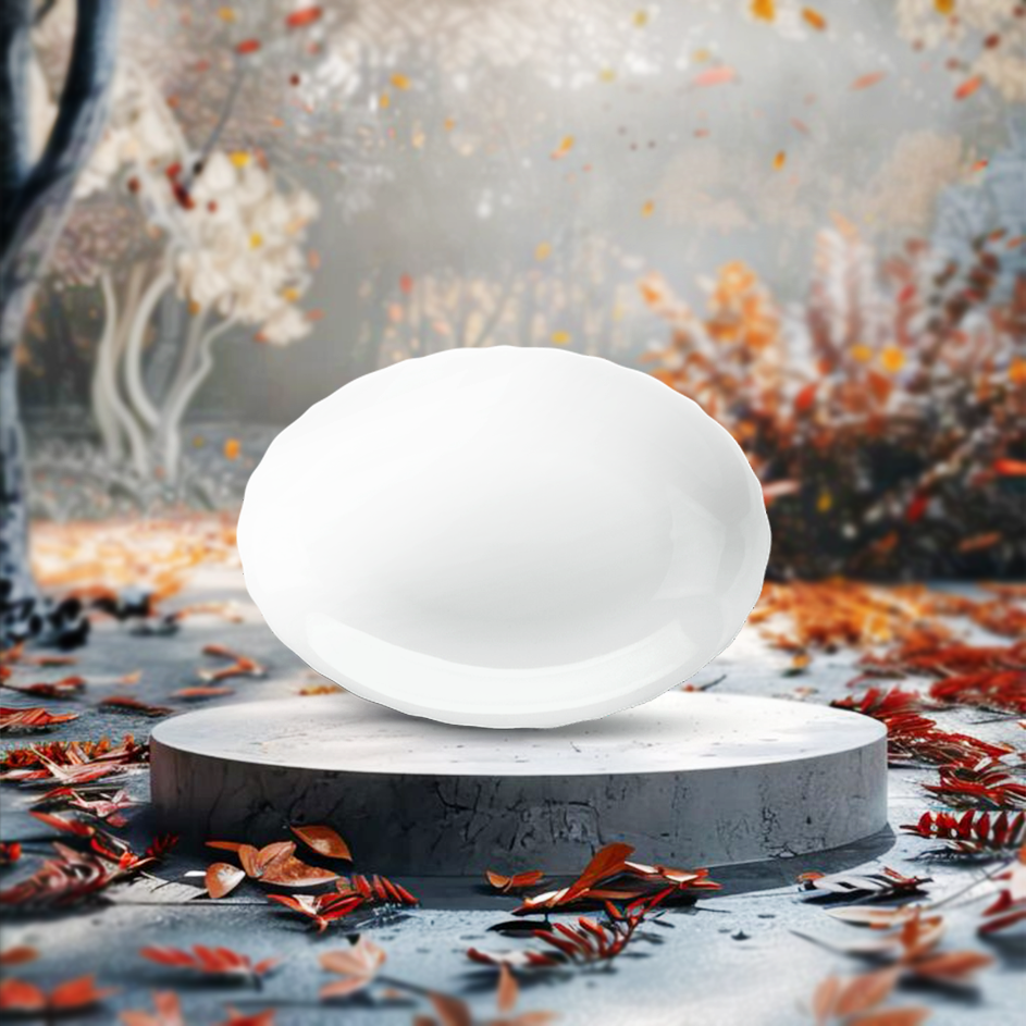 Dĩa Oval 28 cm - Mẫu Đơn IFP - Trắng Ngà