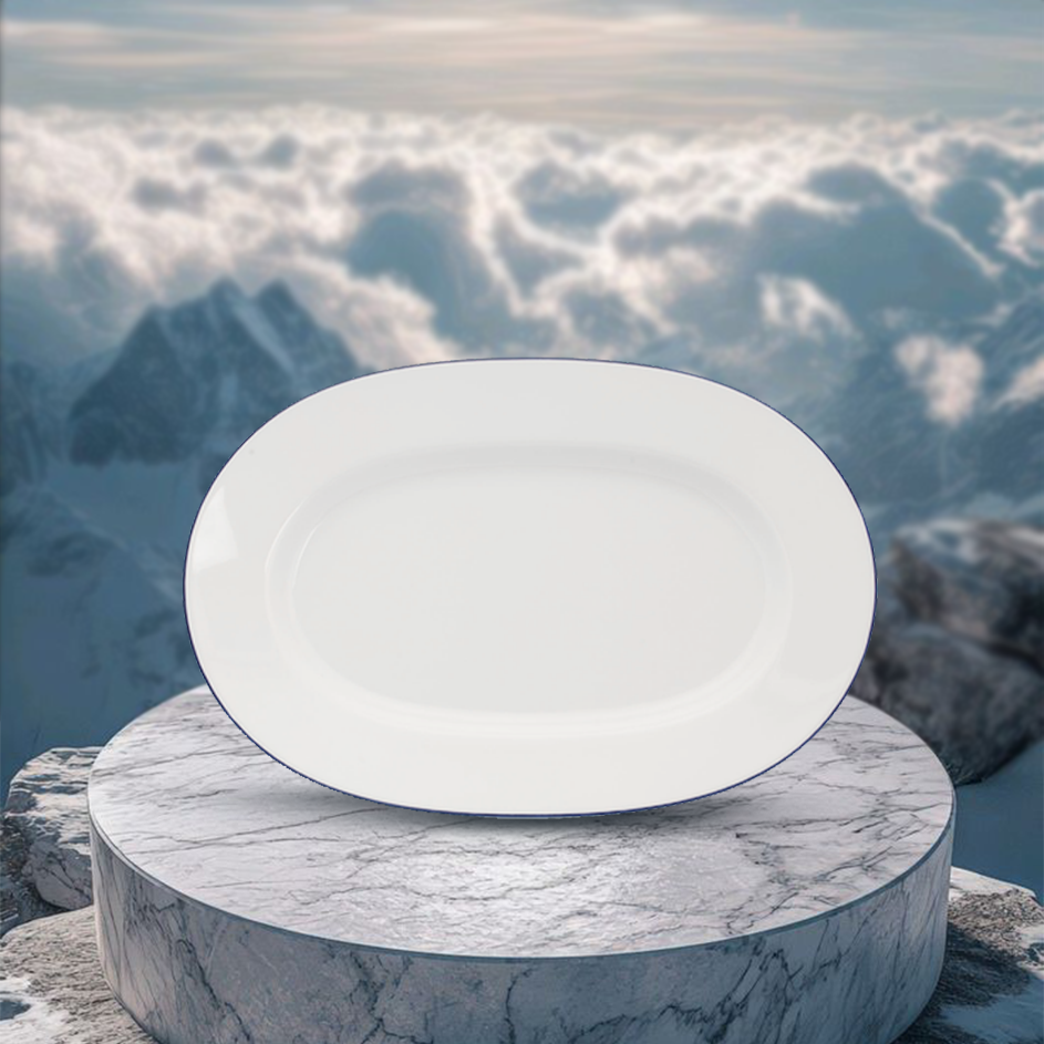 Dĩa Oval 32 cm - Camellia - Chỉ Xanh Dương