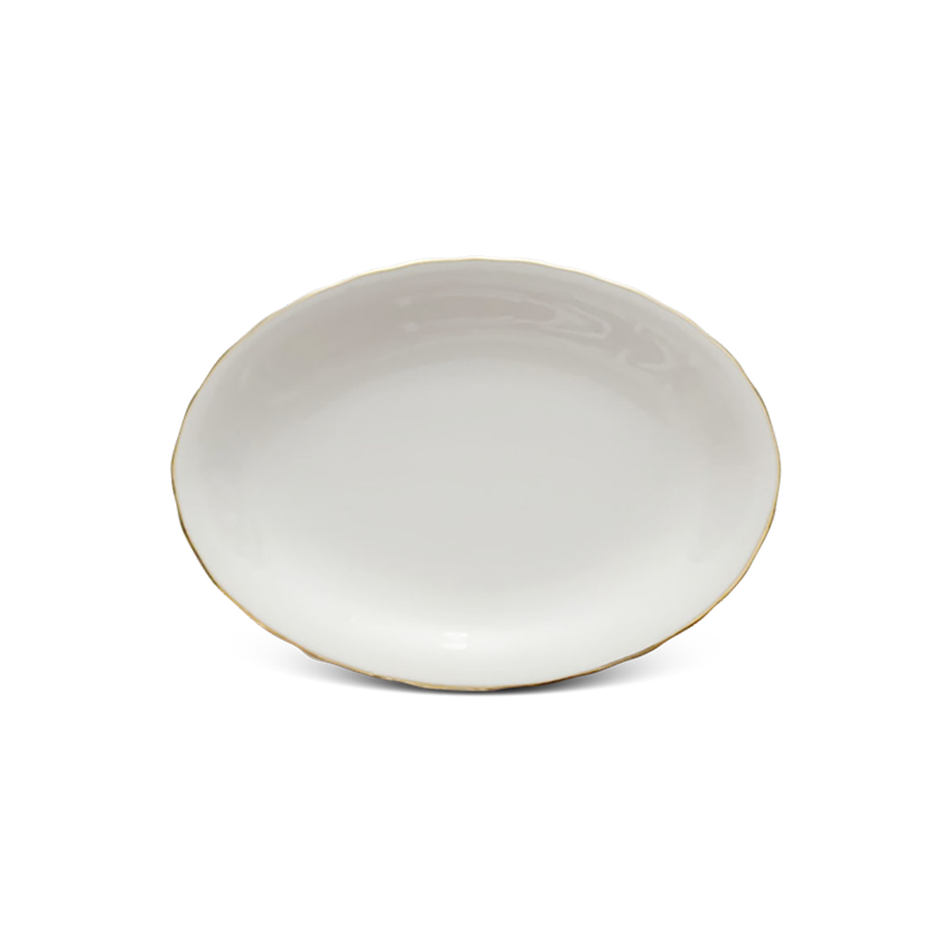 Dĩa Oval 28cm - Mẫu Đơn IFP - Chỉ Vàng