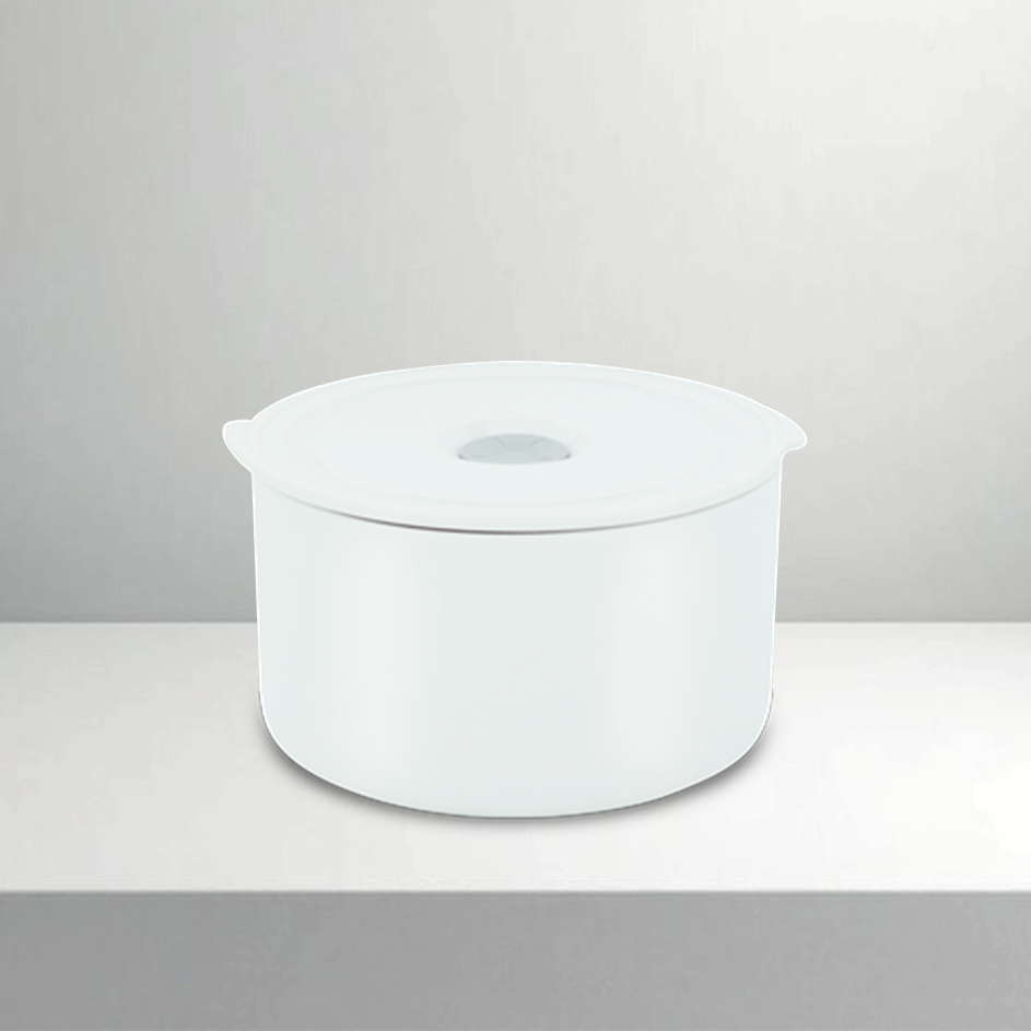 Hộp dưỡng sinh tròn đựng thực phẩm 15 cm + nắp (K) - Dưỡng Sinh - Trắng