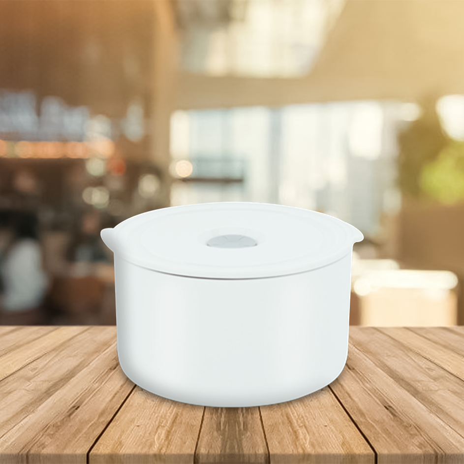 Hộp dưỡng sinh tròn đựng thực phẩm 15 cm + nắp (K) - Dưỡng Sinh - Trắng