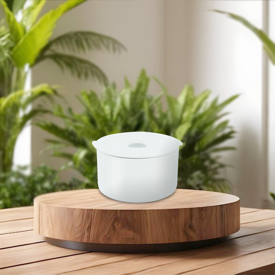 Hộp dưỡng sinh tròn đựng thực phẩm 15 cm + nắp (K) - Dưỡng Sinh - Trắng