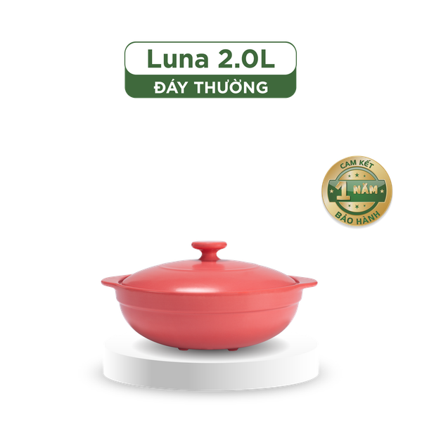 Nồi dưỡng sinh Luna (Nồi cạn) 2.0 L + nắp (CK) - Màu Đỏ 2
