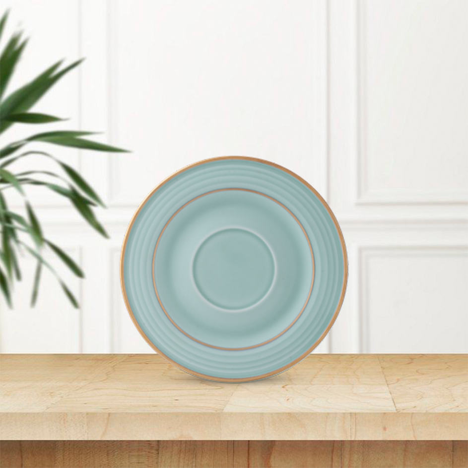 Dĩa lót chén 15 cm - Cordon - Men Ngọc Sương Mờ (Trang trí Vàng)