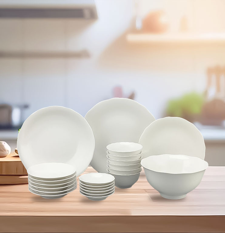 Bộ đồ ăn 22 sản phẩm - Mẫu đơn IFP - Trắng Ngà
