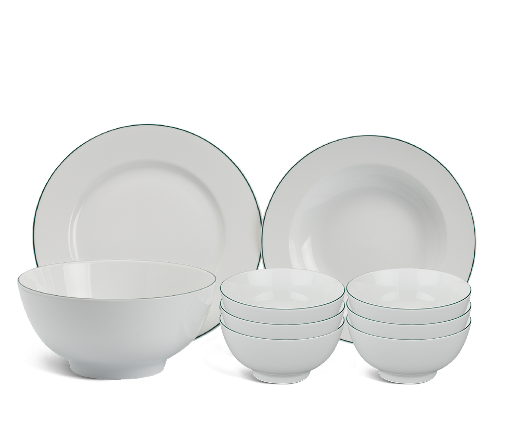 Bộ đồ ăn 09 sản phẩm - Jasmine - Chỉ Xanh Lá