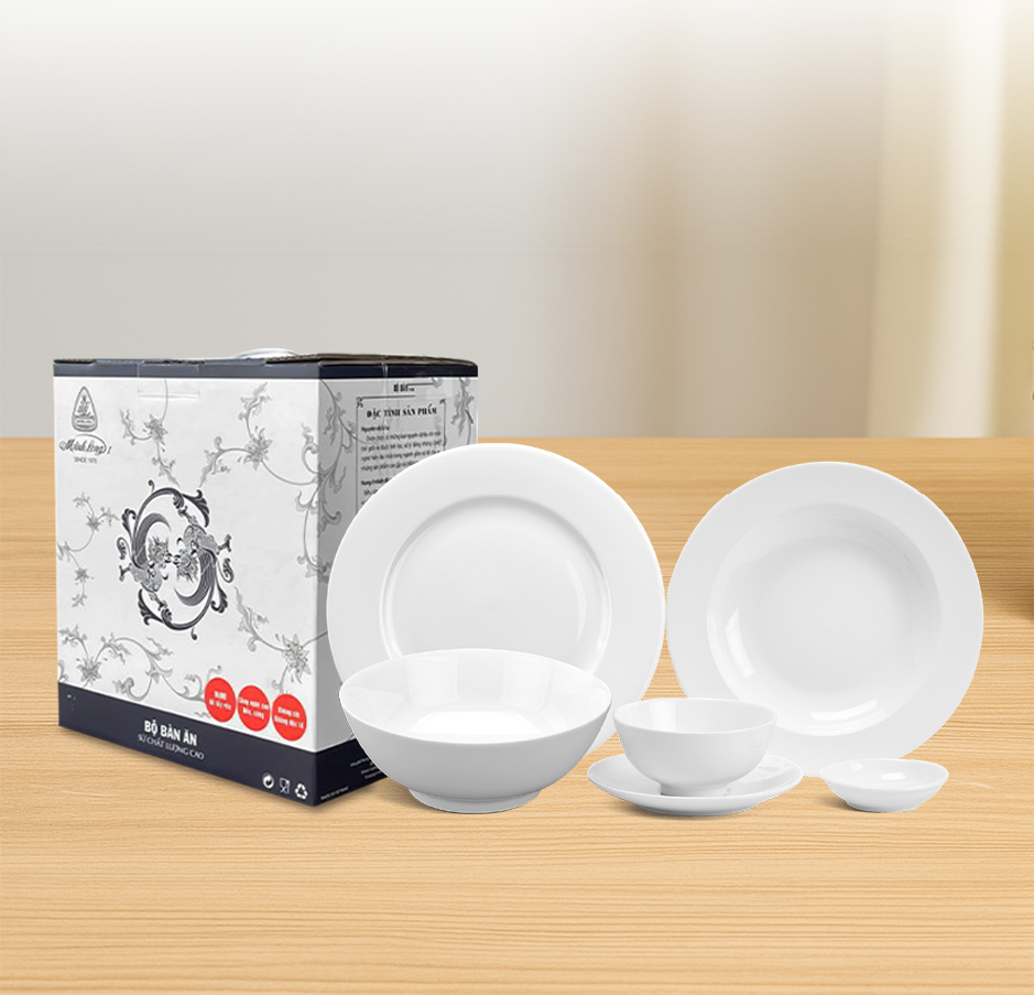 Bộ đồ ăn 22 sản phẩm - Jasmine - Trắng