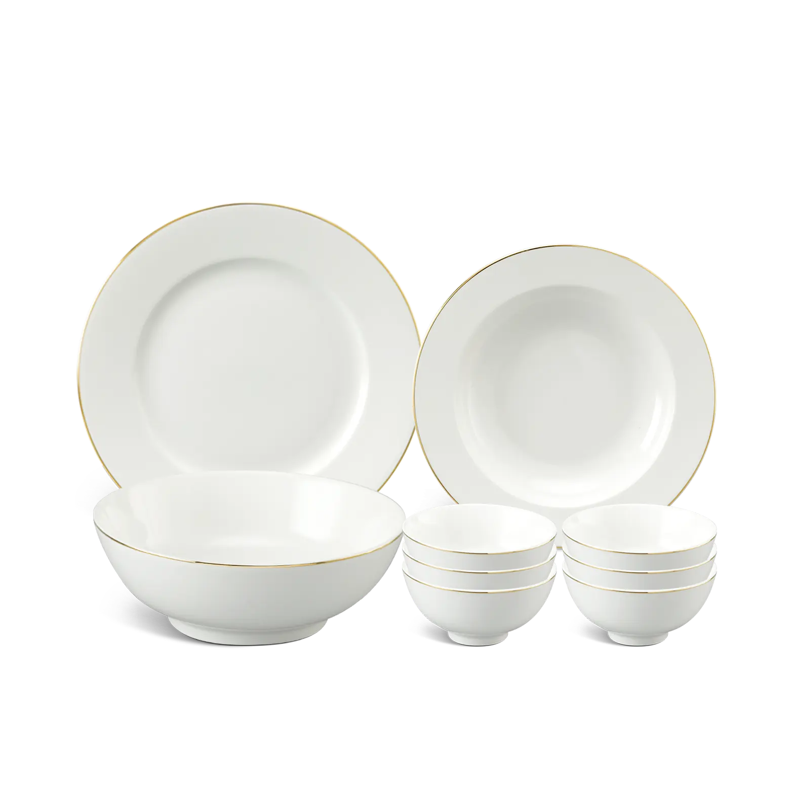 Bộ đồ ăn 09 sản phẩm - Jasmine - Viền Chỉ Vàng