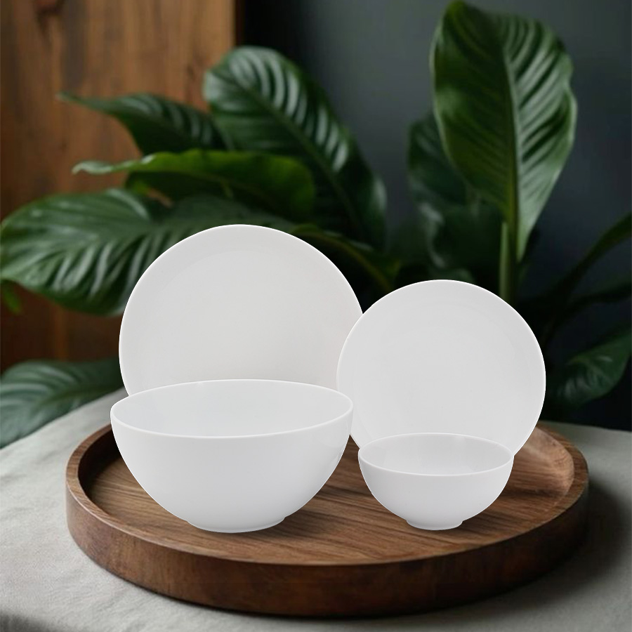 Bộ đồ ăn 09 sản phẩm - Timeless - Trắng