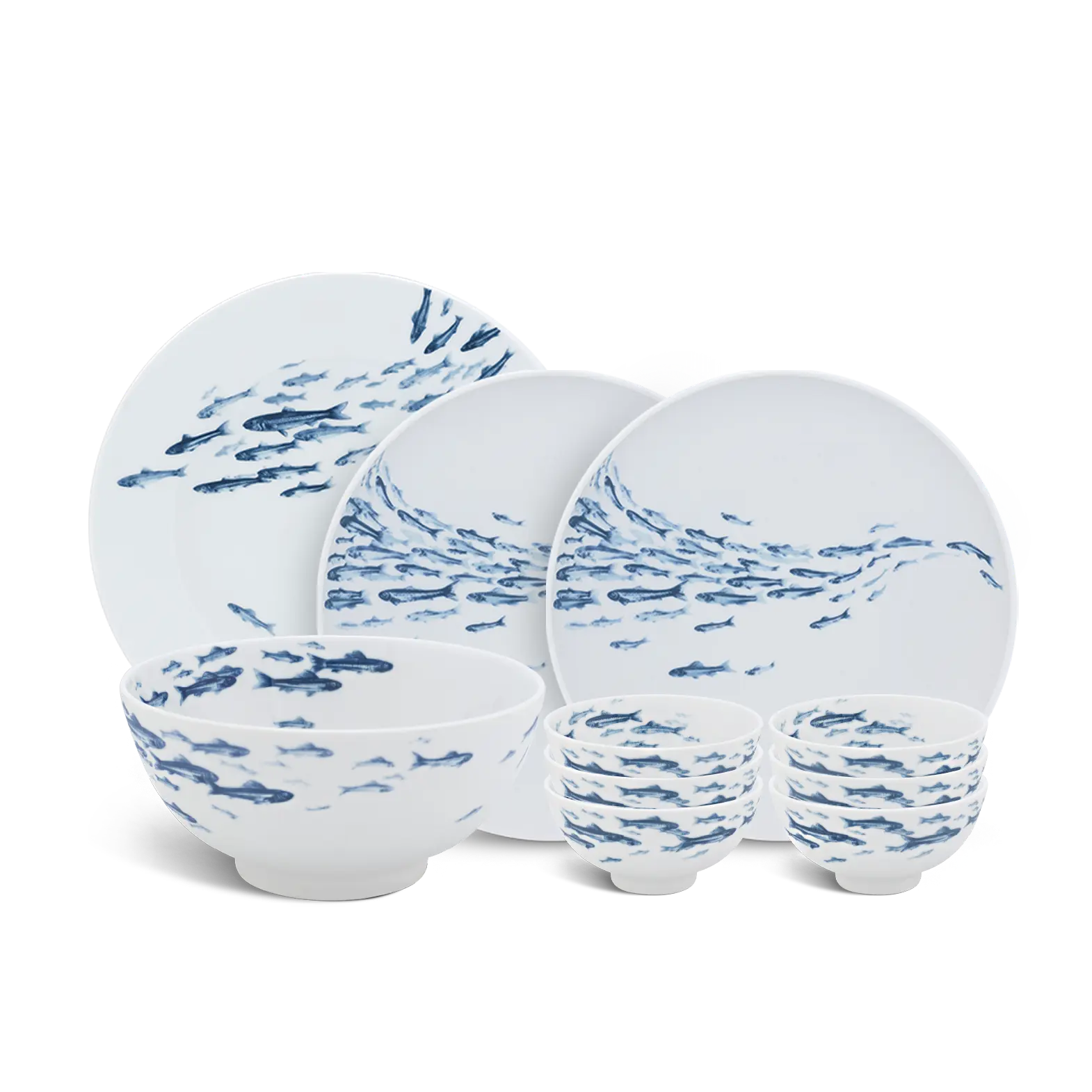 Bộ đồ ăn 10 sản phẩm - Jasmine - Cá Cơm Sương Mờ L1